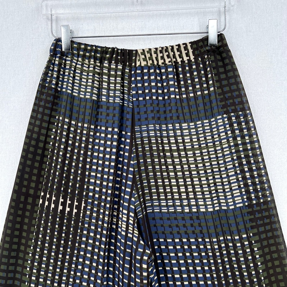 COSETTE Wide Leg Pants Womens Brown Cream Geometric Print Lightweight - Picture 4 of 14